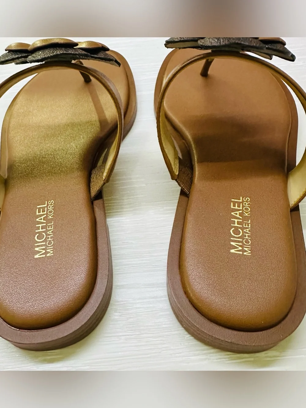 Michael Kors Callie Embellished Signature Logo Trim Thong Sandal